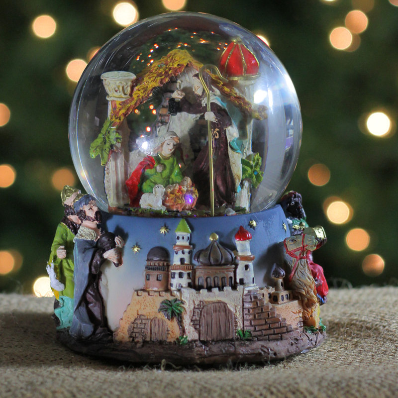 5.75" Nativity Manger Scene Christmas Musical Snow Globe
