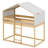 House-Shaped Solid Wood Bed Frame With Full-Length Guardrails, Slat Support,Tent And Ladder-1302391295
