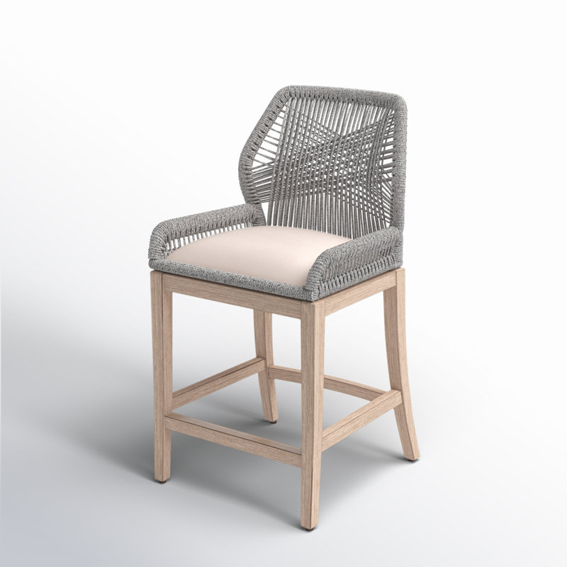 Tabouret de bar et de comptoir Mitali, Taupe et blanc, Tabouret de comptoir (assise de 26 po de hauteur), Gris naturel