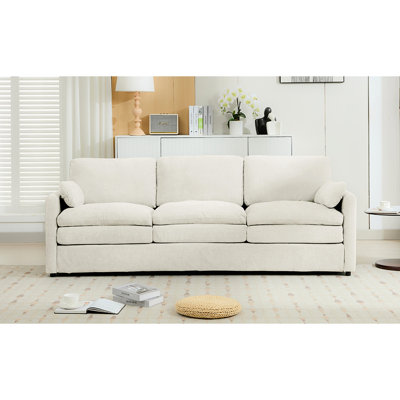 Beige 3 avec coussin double et base 89 po confortable en beige, double confort durable