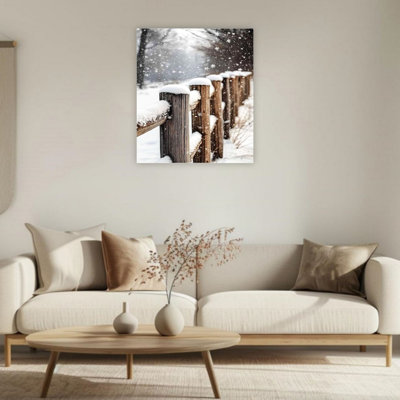 «Rustic Winter Forest», art mural sur toile sans cadre 24 po x 36 po