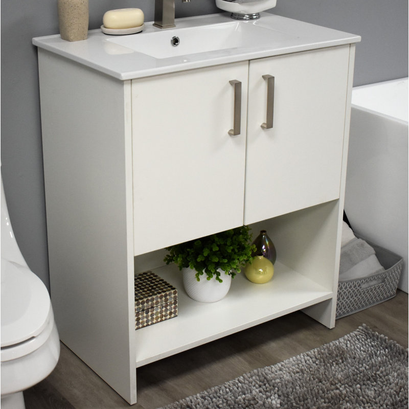 Ensemble de meuble-lavabo simple 30 po Nhyira Anjeli Cabo, Blanc doux