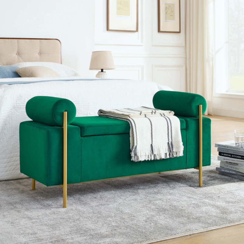Banc de rangement en tissu Reyanne, Vert