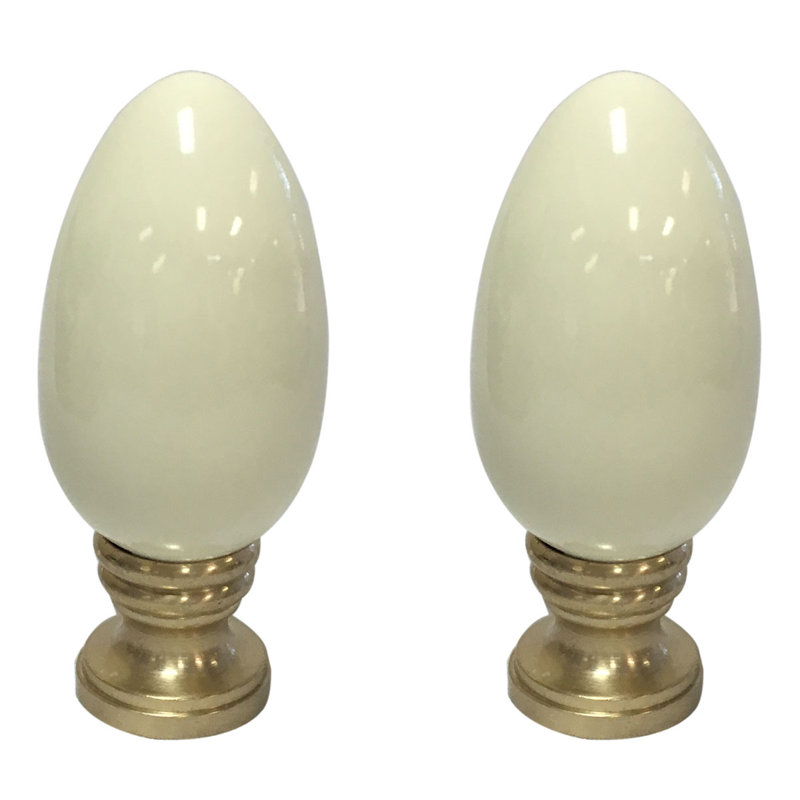 Ceramic Egg Shaped Lamp Finial, Beige