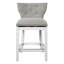 Tabouret de bar pivotant de 26 po à hauteur de comptoir avec dossier, rembourré blanc et gris, boutons de dossier, pivotant à 180 degrés, plaque de repose-pieds en métal, glissières en plastique, opération d'assemblage sans effort - Endeavour
