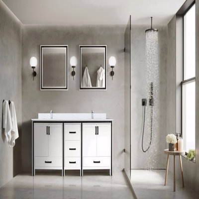 Double Basin Bathroom Vanity 72" Wide X 22" Deep, Cultured Marble Top And Faucet Set