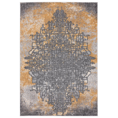 Tapis gris / citron Genebern