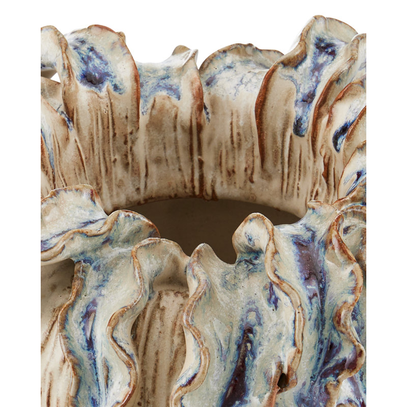 Tropical Crown Handcrafted Ceramic Table Vase, 6.25" H x 6.5" W x 6.5" D