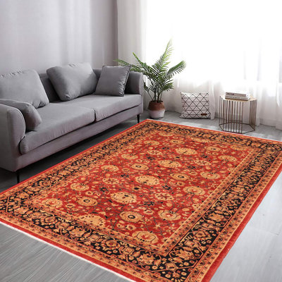 Tapis rouille en laine noué à la main 6 pi 4 po x 8 pi 10 po Baccio