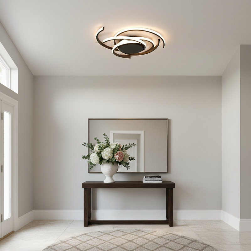 Codie 3- Light 21.3 Inches Black Led Semi Flush Mount with Remote Control, Matte Black, 3.9" H x 21.3" W x 21.3" D