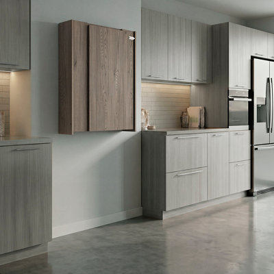 Siena Wall-Mounted Bar Cabinet with Fold-Down Table Stained Walnut