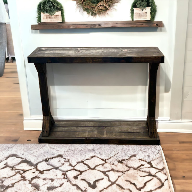 Solid Wood Console Table, Dark Walnut, 29" H x 35.5" W x 10.75" D