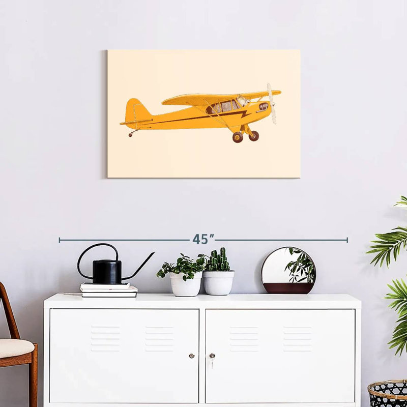 Petit avion jaune Mehar, H 20 po x l 30 po