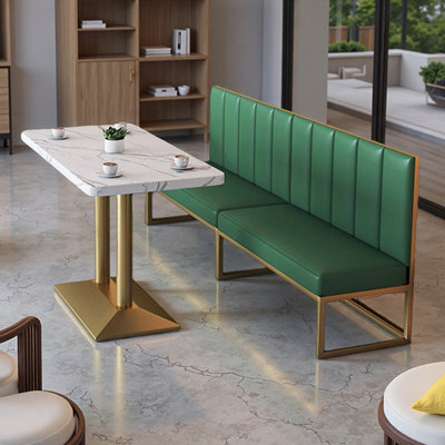 Modern Green Faux Leather Hospitality Banquette