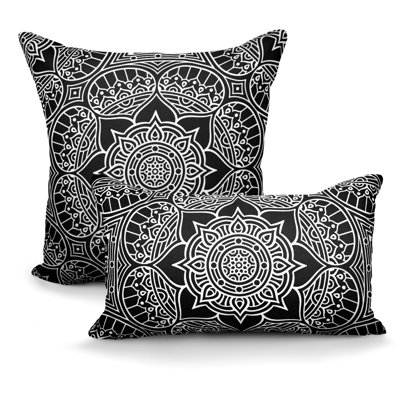 Coussins décoratifs résistants aux intempéries avec coussins décoratifs pour l'intérieur et l'extérieur - ensemble de 2 (18 x 18 et 12 x 20 pouces)