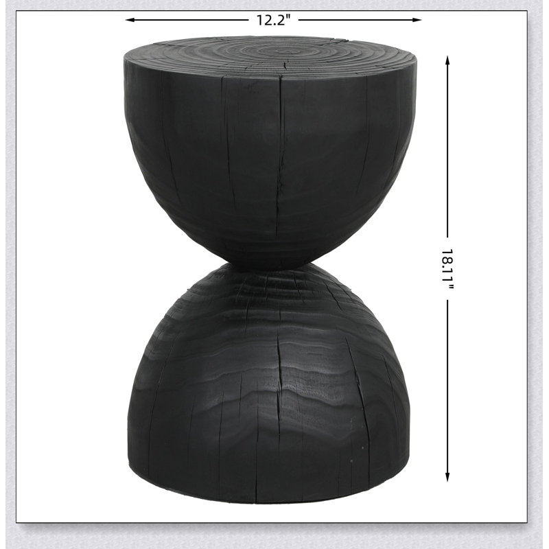 Table d'appoint en bois de manguier massif noir, table d'appoint contemporaine ronde en bois 12,2 * 18,11 pouces pour le salon et la chambre à coucher