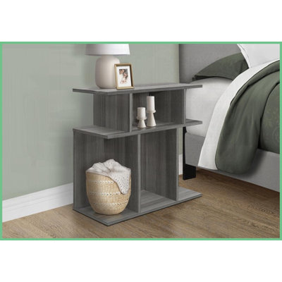 Table basse contemporaine en stratifié gris pour le salon et amp; Chambre à coucher - 6 tablettes ouvertes, multi-usage