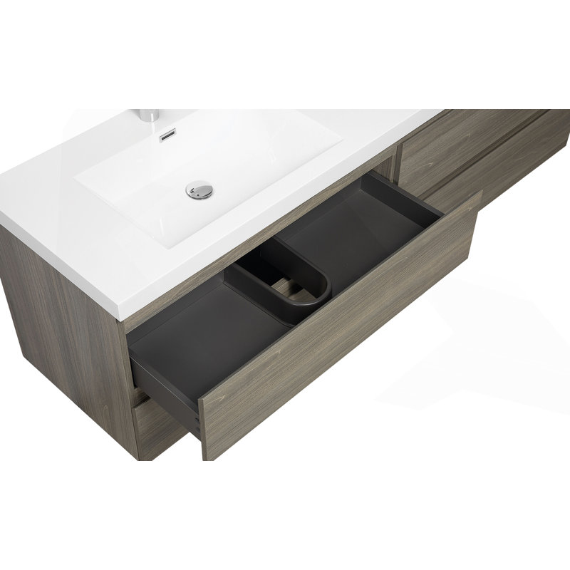 Meuble-lavabo mural 72 po avec lavabo, meuble-lavabo mural moderne 72 po avec lavabo en résine, Bois