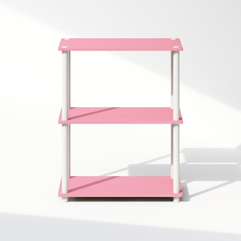 Furinno Turn-N-Tube 3-Tier Multipurpose Compact Display Rack, Shelving Unit, Bookcase, Pink/White, Pink