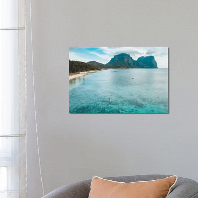 Island Lagoon Paddle Boarder 1 Piece Wrapped Canvas Wall Art