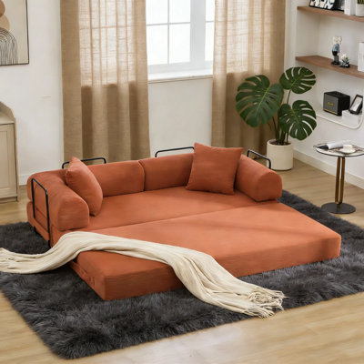 Canapé-lit convertible à futon à compression - Canapé pliant avec 2 coussins et matelas à ressorts en mousse | Lit escamotable sans assemblage pour salon, appartement ou bureau