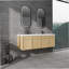 Meuble-lavabo mural 60 po avec double lavabo en résine, 4 portes à fermeture douce, chêne original, contreplaqué (KD-PACKING)
