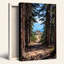 «Winding Forest Path Through Pine Trees To Mountain View», art mural sur toile-133556941