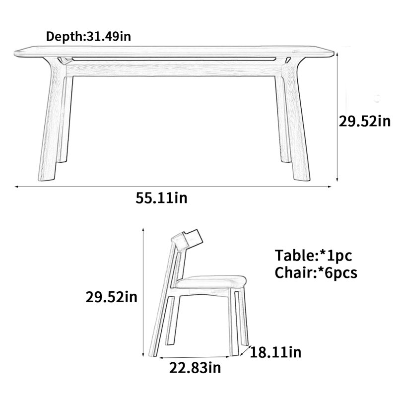 Matte Rock Slab Dining Table, 29.52"H x 55.11"L x 31.49"W 