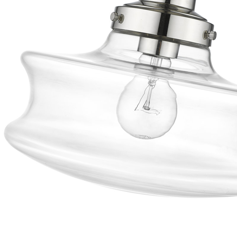 Canion Glass Semi Flush Mount, Polished Nickel