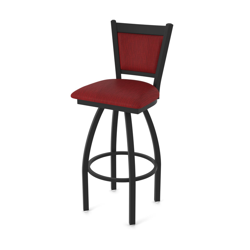 Tabouret pivotant Hadleigh, Noir froissé, Tissu - rubis graphique, Tabouret de bar (siège d’une hauteur de 30 po)