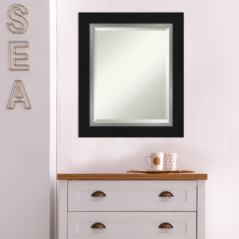 Quade Mirror, 25" x 21", Satin Black/Silver