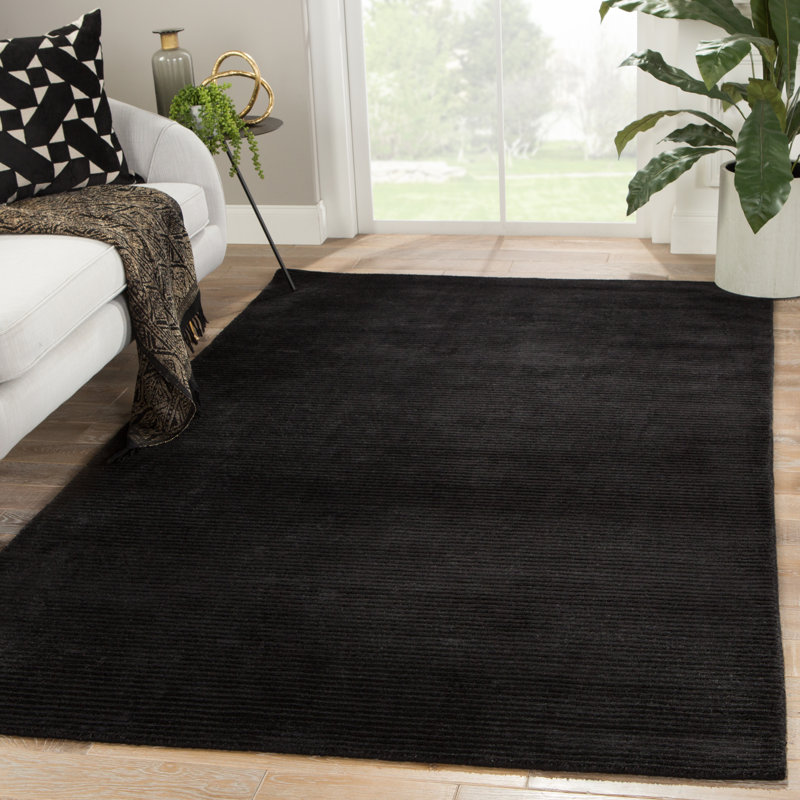 Tapis noir jet fait à la main Bedfo, Rectangle 5 pi x 8 pi