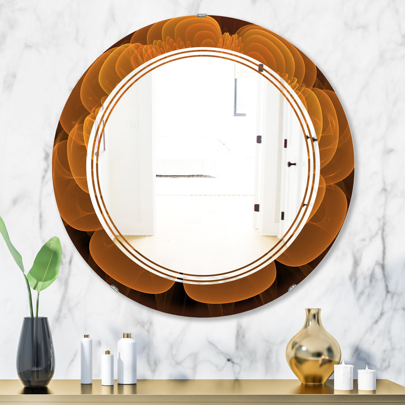 Miroir mural moderne sans cadre à fleur d’eau triple c lily digital art, 23,6 po x 23,6 po