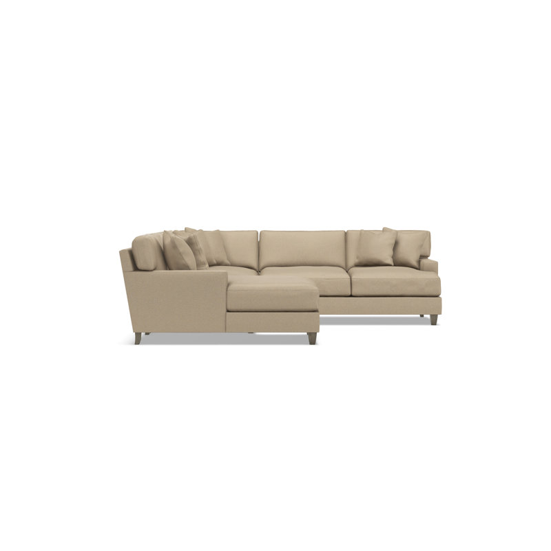 Bernhardt Mila 4-Piece Fabric Sectional, Tan Polyester, Left Hand Facing, 33.5" H x 107" W x 107" D