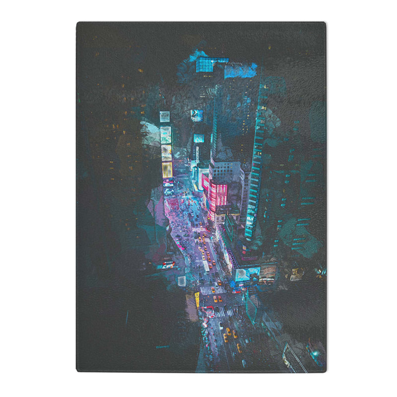 Glass Looking At Times Square in New York in Abstract Chopping Board, 39 cm W x 28.5 cm L