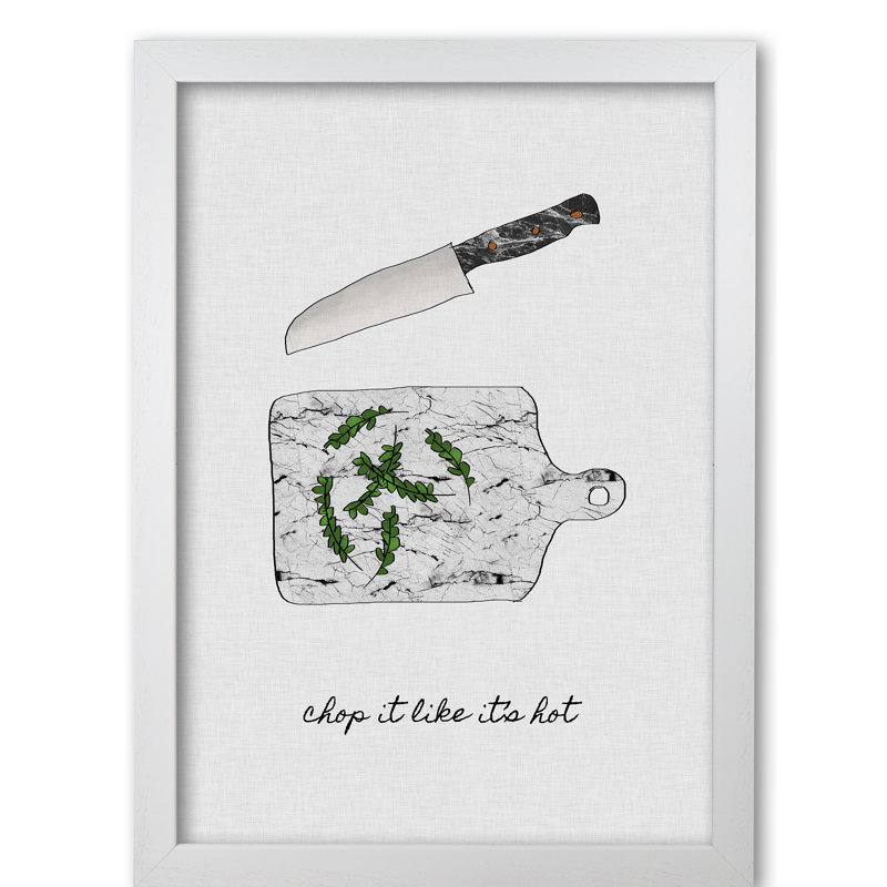 Chop It Kitchen 1 Piece Wall Art, 30 cm H x 21 cm W x 5 cm D, White Grain Frame