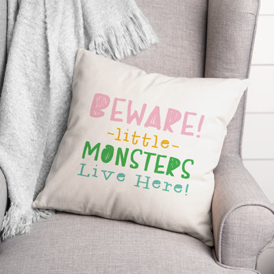  Housse et insert de coussin carré Beware Monsters