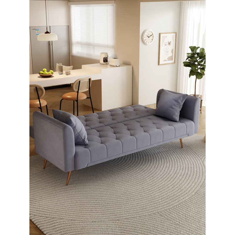 71 pouces convertible en velours gris, convient aux petits appartements, 3 positions réglables, pieds, installation facile, capacité de charge de 600 lb
