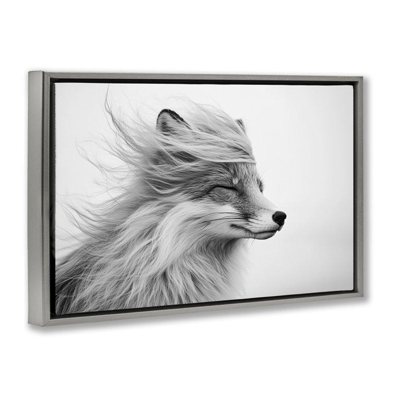 Cadre flottant Easy Breezy Fox, design par Tina LeCour, H 17 po x l 25 po, Cadre flottant gris lustré