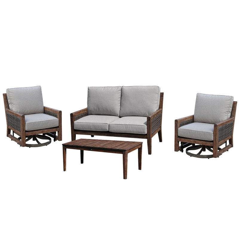 Ensemble de patio avec coussins en teck décontracté sunbrella bermuda courtyard