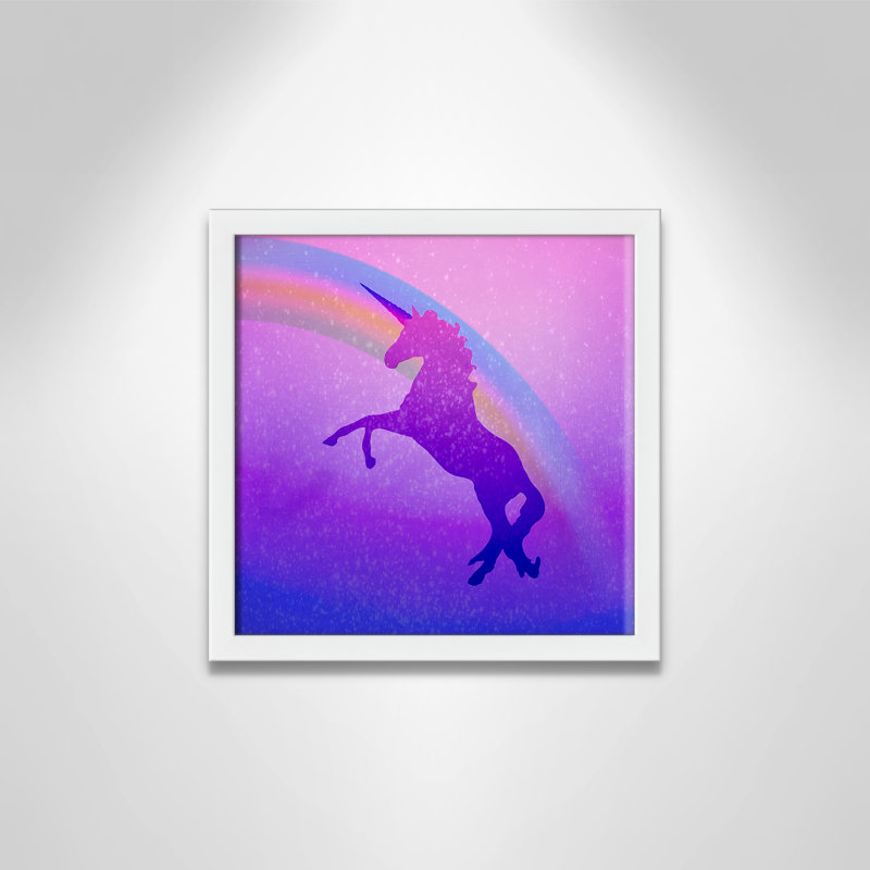 « licorne 2 », art encadré, H 13 po x l 13 po x P 1,19 po, Encadré de boîte blanc