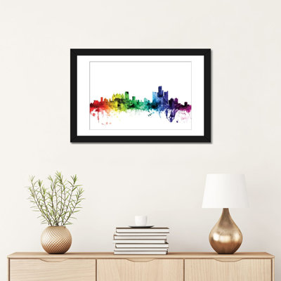 Rainbow Skyline Series: Detroit, Michigan, États-Unis, impression sur toile tendue