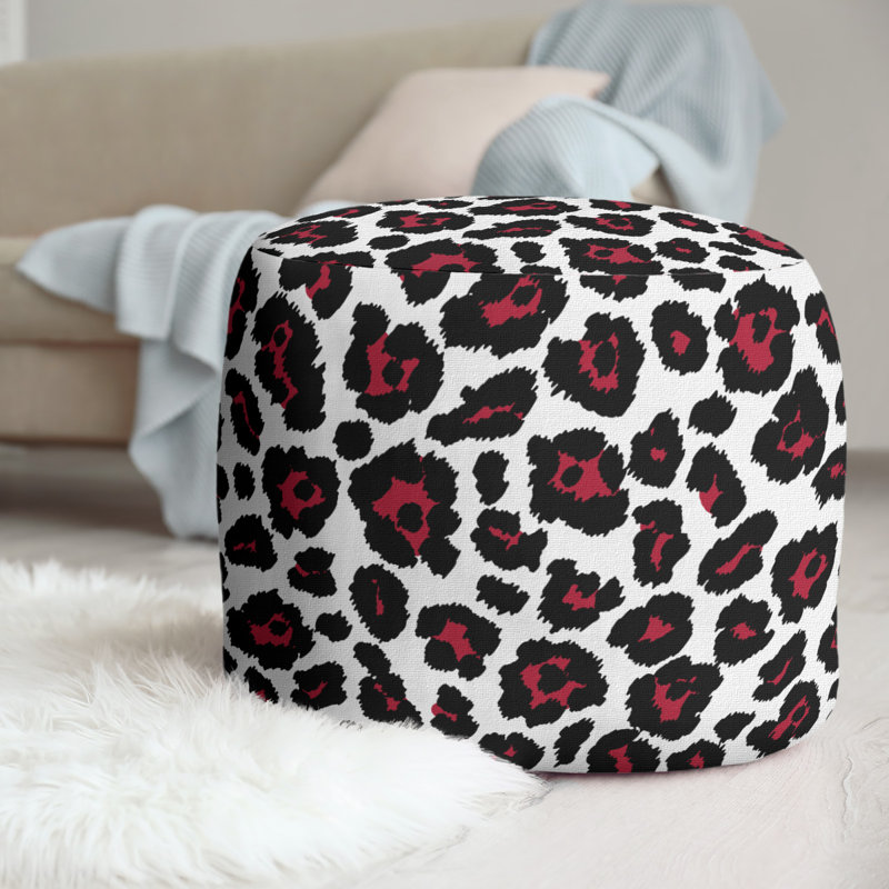 Repose-pieds standard à imprimé animalier 20,5 ", Blanc/noir/rouge