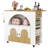 Rolling Kitchen Island with Storage, Kitchen Island Cart with Drop Leaf Countertop, Island Table with Arch Open Shelf
