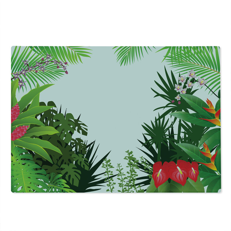 Ambesonne Jungle Cutting Board Large Size Rainforest Vegetation Multicolor