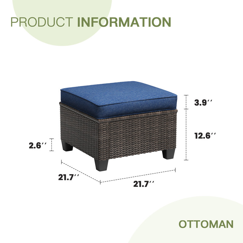 Repose-pieds d'extérieur avec coussin Sunbrella® Thavy, Bleu