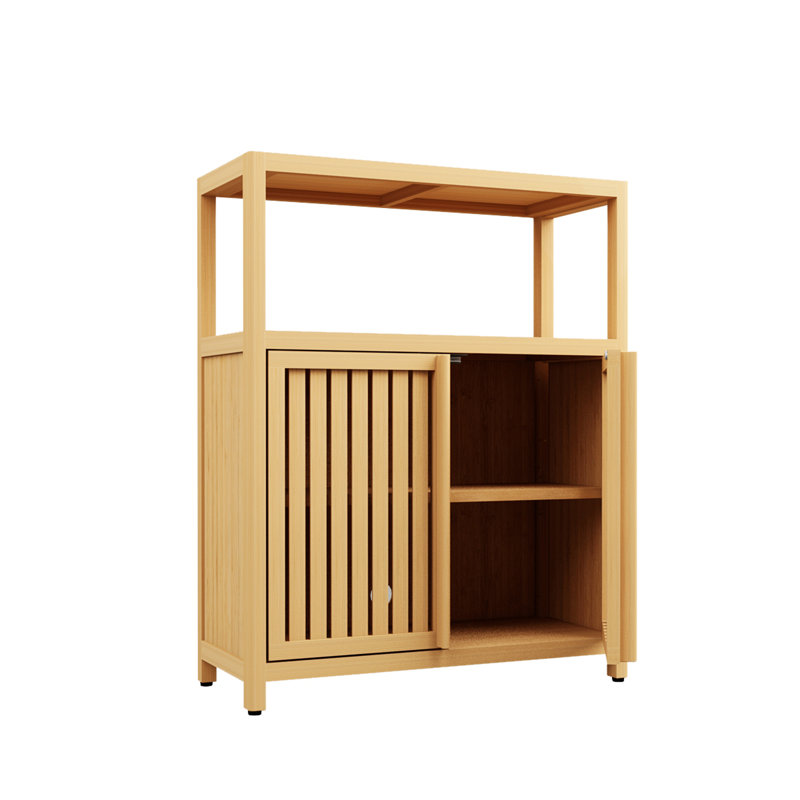 Koosharem 10.75 Bar Cabinet, Bamboo Storage Cabinet with Shelves