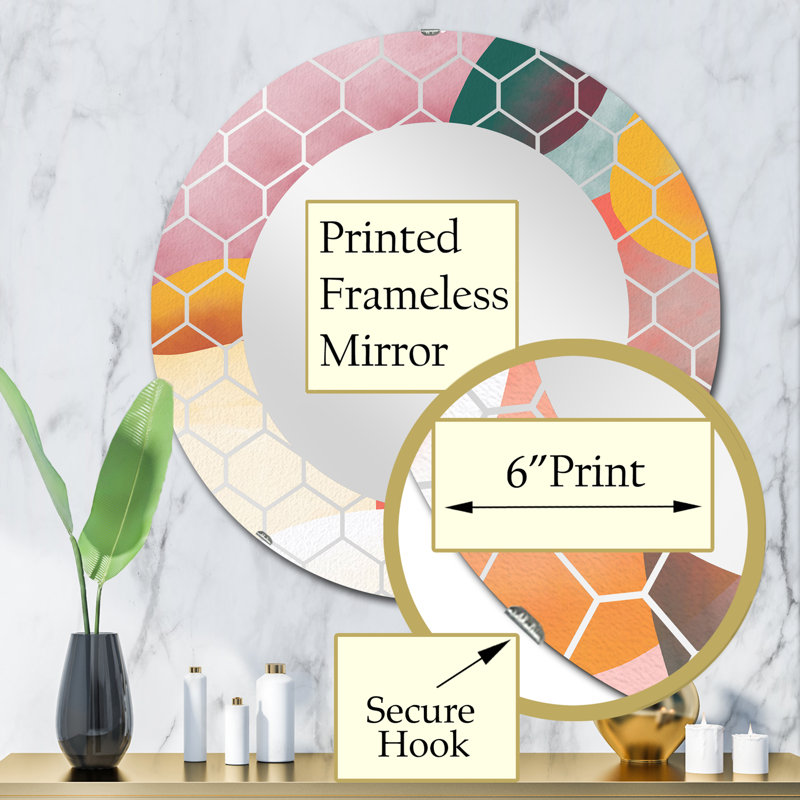 Formes minimalistes en couleurs rétro V - miroir mural moderne, 32 po x 32 po