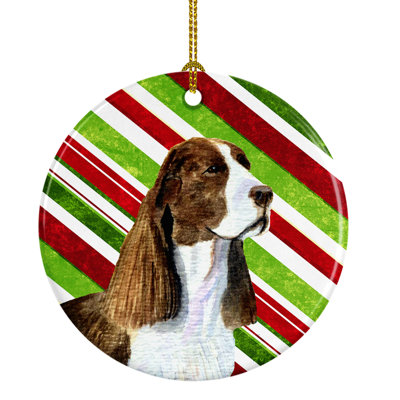 Ornement figurine suspendu en céramique de noël épagneul springer