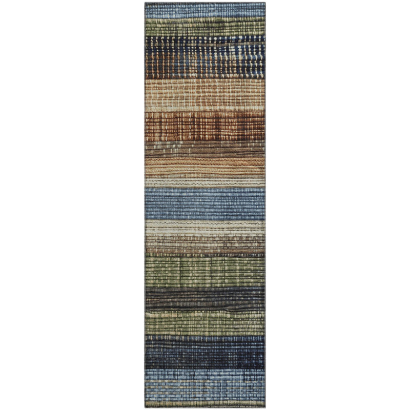 Premium Machine Washable Medena AMF1873 Stripes Rug, Runner 2'3" x 7'6"